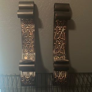 2 metal wall sconces candle holders